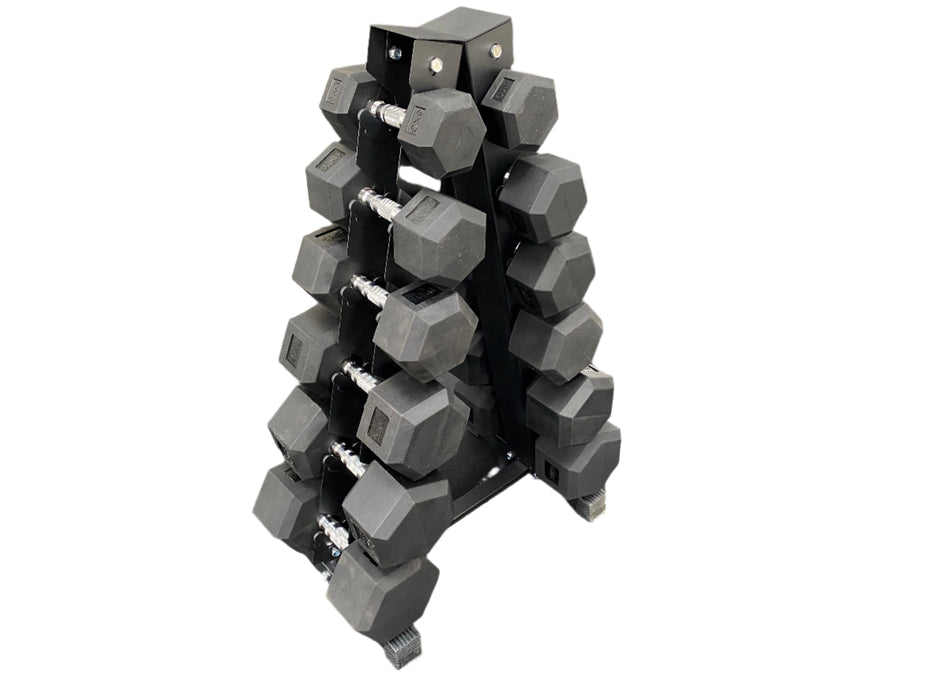 Hex Dumbbells Set 165kg with Stand (5kg-25kg - Including Half Sizes) -
