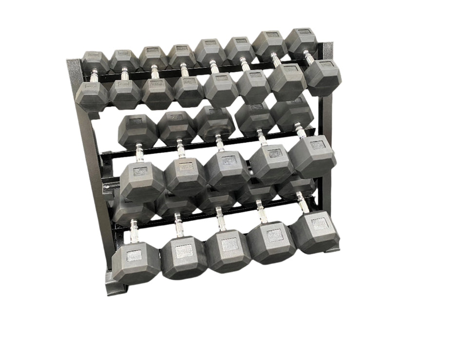 Hex Dumbbells 400kg Set with Rack (5-40kg) including half sizes - IN STOCK