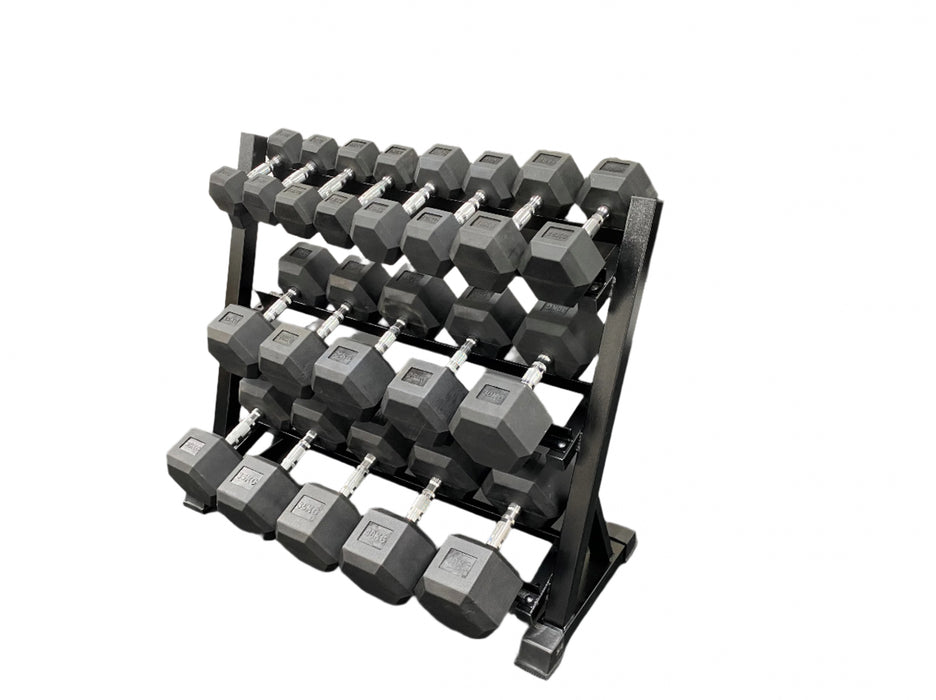 Hex Dumbbells 400kg Set with Rack (5-40kg) including half sizes - IN STOCK