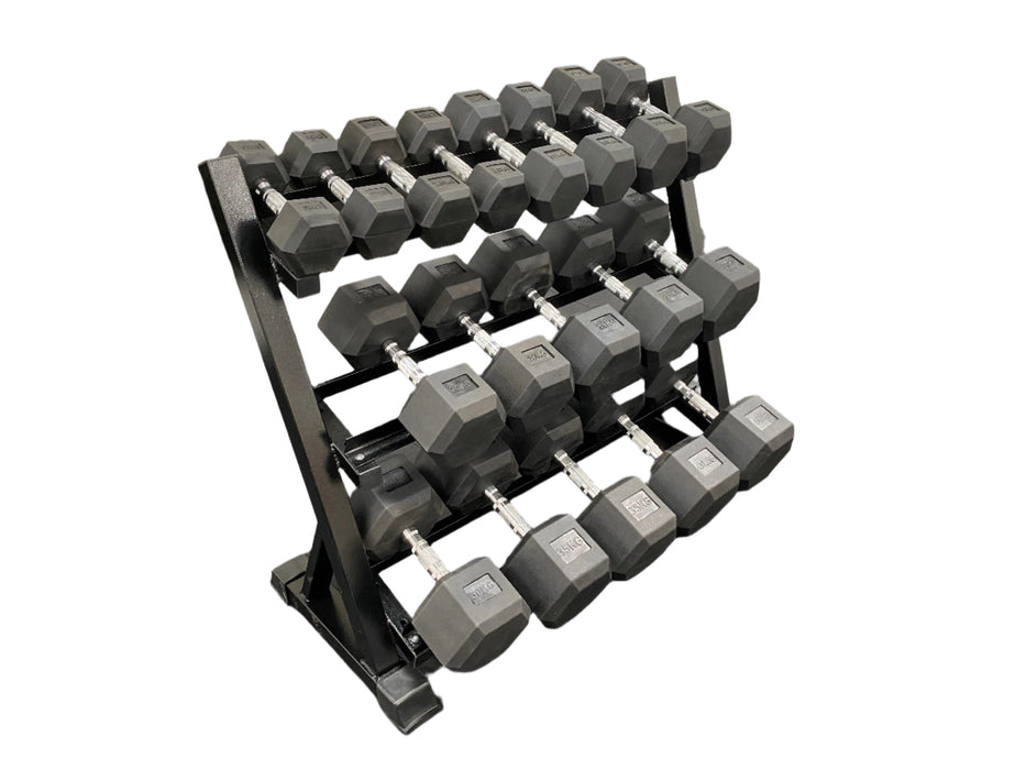 Hex Dumbbells 400kg Set with Rack (5-40kg) including half sizes - IN STOCK