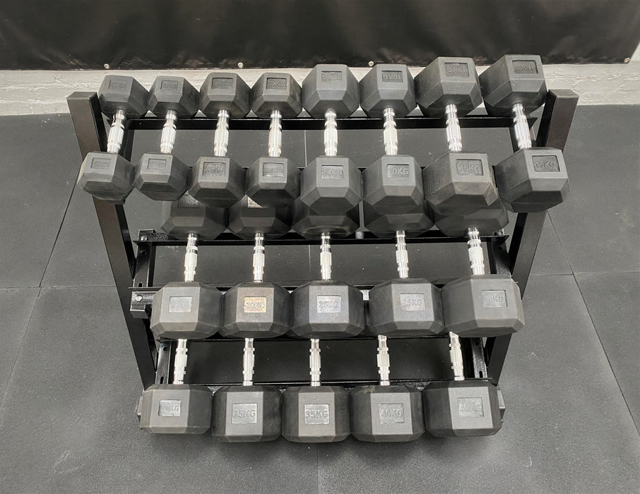 Hex Dumbbells 400kg Set with Rack (5-40kg) including half sizes - IN STOCK