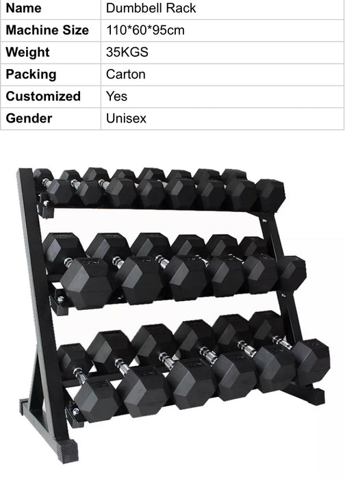 Hex Dumbbell 3 Tier Rack - IN STOCK