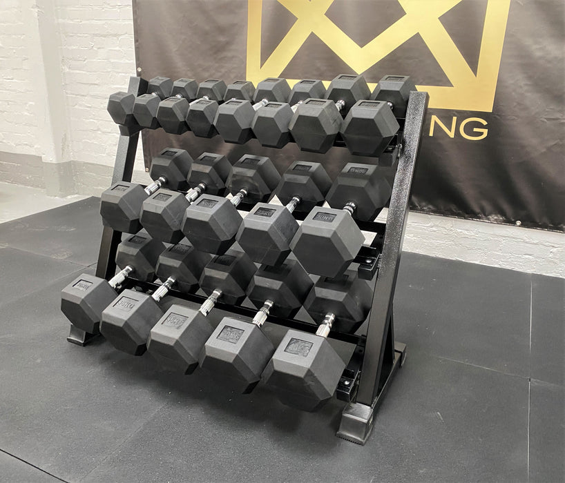 Hex Dumbbells 400kg Set with Rack (5-40kg) including half sizes - IN STOCK