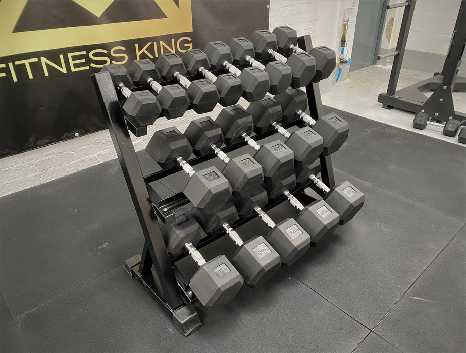 Hex Dumbbells 400kg Set with Rack (5-40kg) including half sizes - IN STOCK